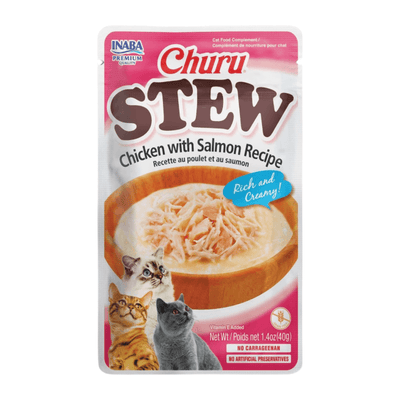Cat Food Complement - CHURU STEW - Chicken with Salmon Recipe - 1.4 oz pouch - J & J Pet Club - Inaba