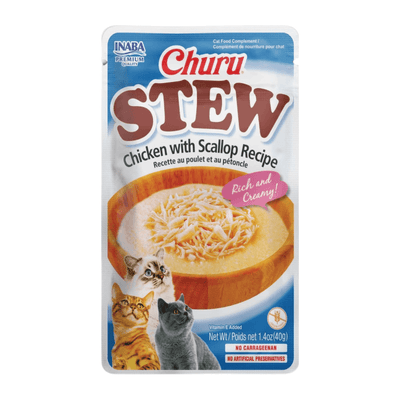 Cat Food Complement - CHURU STEW - Chicken with Scallop Recipe - 1.4 oz pouch - J & J Pet Club - Inaba