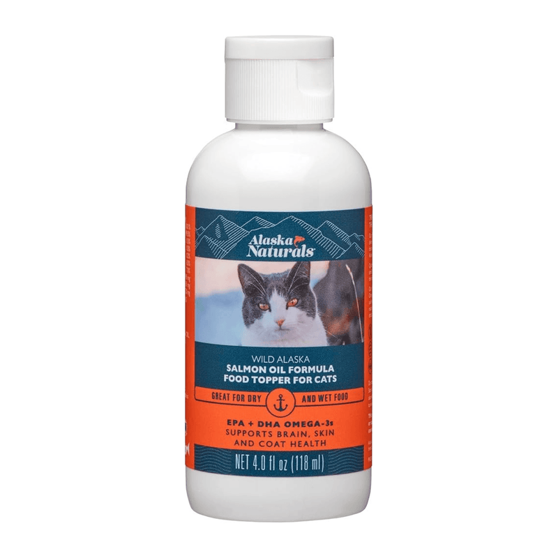 Cat Food Topper - Wild Alaska Salmon Oil - 4 oz - J & J Pet Club - Alaska Naturals Pet Products