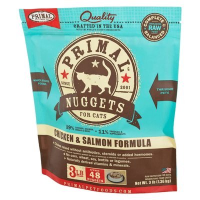 Cat Frozen Raw - Chicken & Salmon Nuggets - 3 lb - J & J Pet Club - Primal