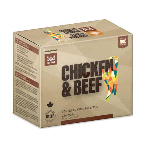 Cat Frozen Raw - FARE GAME - Chicken & Beef - 2 lb - J & J Pet Club - Big Country Raw
