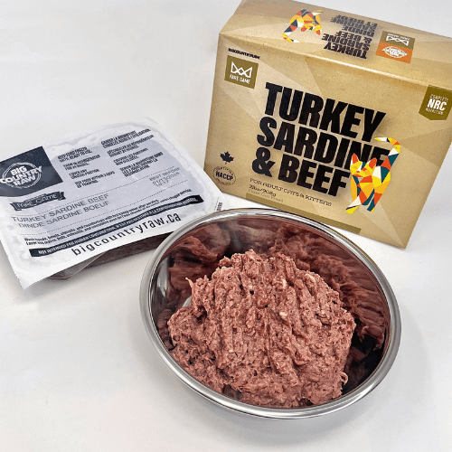 Cat Frozen Raw - FARE GAME - Turkey & Sardines with Beef - 2 lb - J & J Pet Club - Big Country Raw