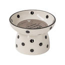 Cat Raise Ceramic Elevated Bowl - Black & White Dots - 7 oz - J & J Pet Club - dexypaws