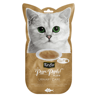 Cat Treat - Purr Purée PLUS+, URINARY CARE - Tuna & Cranberry - 15 g sachet, pack of 4 - J & J Pet Club - Kit Cat