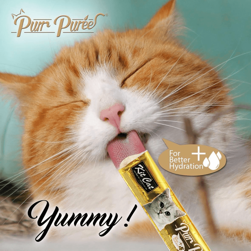 Cat Treat - Purr Purée - Value Pack - Tuna & Fiber (Hairball) - 15 g sachet, pack of 40 - J & J Pet Club - Kit Cat