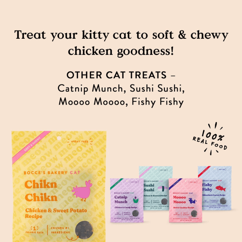 Cat Treat - SOFT & CHEWY - Chikn Chikn - Chicken & Sweet Potato Recipe - 2 oz - J & J Pet Club - Bocce's Bakery