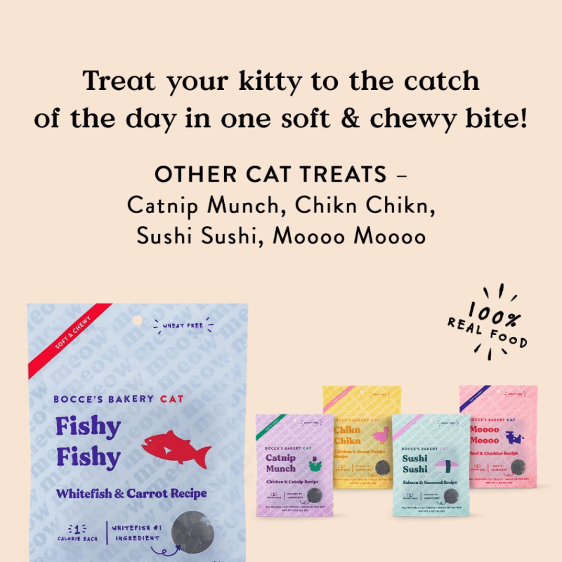 Cat Treat - SOFT & CHEWY - Fishy Fishy - Fish & Carrot Recipe - 2 oz - J & J Pet Club - Bocce's Bakery