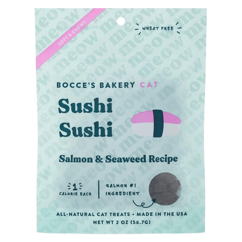 Cat Treat - SOFT & CHEWY - Sushi Sushi - Salmon & Seaweed Recipe - 2 oz - J & J Pet Club - Bocce's Bakery