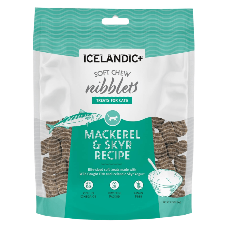 Cat Treat - Soft Chew Nibblets - Mackerel & Skyr Yogurt Recipe - 2.25 oz - J & J Pet Club - Icelandic+