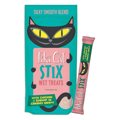 Cat Treat - STIX - Silky Smooth Meaty Treat - Chicken & Shrimp Mousse - 0.5 oz tube, pack of 6 - J & J Pet Club - Tiki Cat