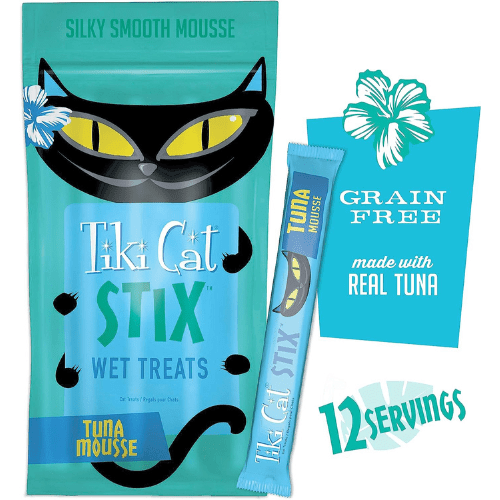 Cat Treat - STIX - Silky Smooth Meaty Treat - Tuna Mousse - 0.5 oz tube, pack of 6 - J & J Pet Club - Tiki Cat