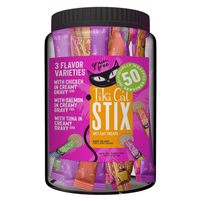 Cat Treat - STIX - Silky Smooth Meaty Treat - Variety Pack - 0.5 oz tube, pack of 50 - J & J Pet Club - Tiki Cat