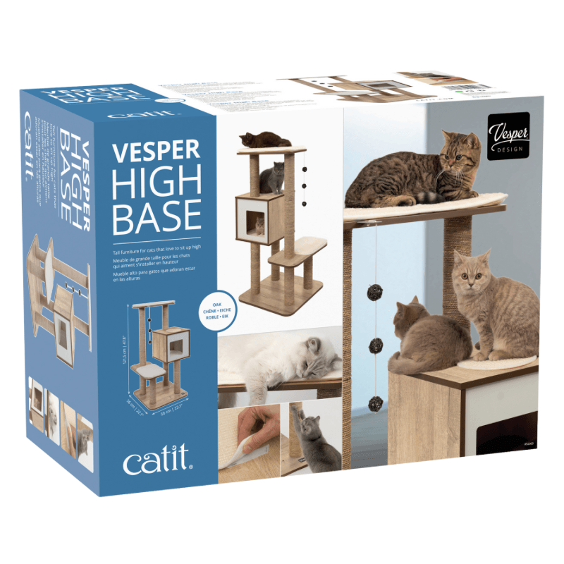 Cat Tree - Vesper High Base - Oak - 121.5 cm - J & J Pet Club - Catit