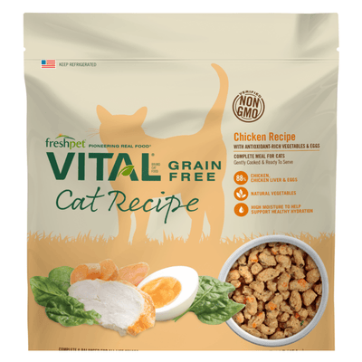 Cooked Cat Food - VITAL - Grain Free Chicken Recipe with Antioxidant-Rich Vegetables & Eggs - 1 lb - J & J Pet Club - Freshpet