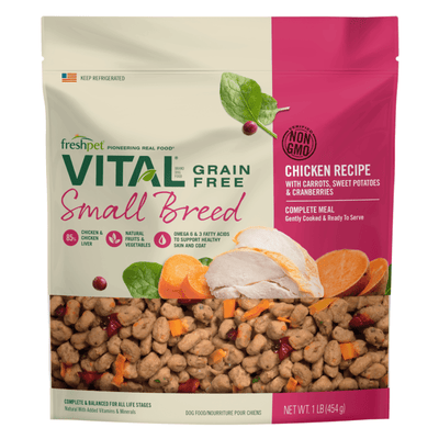 Cooked Dog Food - VITAL - Grain Free Small Breed Chicken Recipe with Carrots, Sweet Potatoes & Cranberries - 1 lb - J & J Pet Club - Freshpet