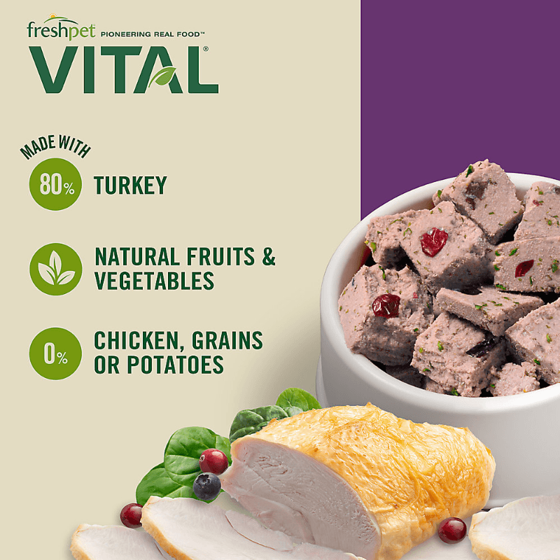 Cooked Dog Food - VITAL - Grain Free Turkey Recipe - 2 lb - J & J Pet Club - Freshpet