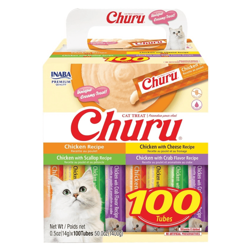 Creamy Cat Treat - CHURU - 100 ct Chicken Variety Box - J & J Pet Club - Inaba