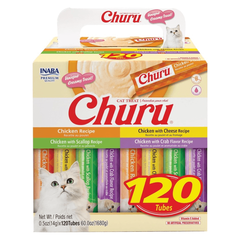 Creamy Cat Treat - CHURU - 120 ct Chicken Variety Box - J & J Pet Club - Inaba