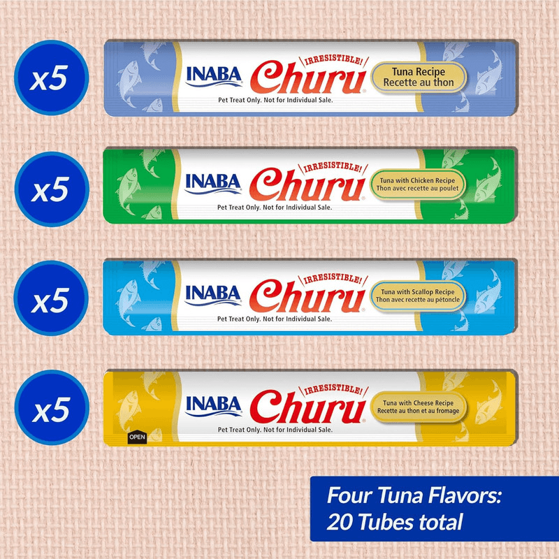 Creamy Cat Treat - CHURU - 20 ct Tuna Variety Box - J & J Pet Club - Inaba