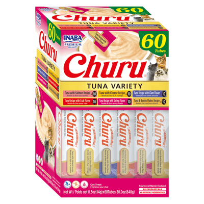 Creamy Cat Treat - CHURU - 60 ct Tuna Variety Box - J & J Pet Club - Inaba