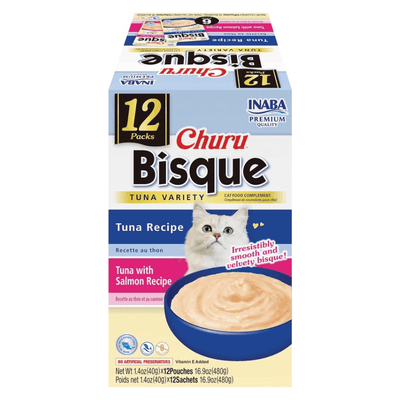 Creamy Cat Treat - CHURU BISQUE - Tuna Variety - 1.4 oz pouch, pack of 12 - J & J Pet Club - Inaba