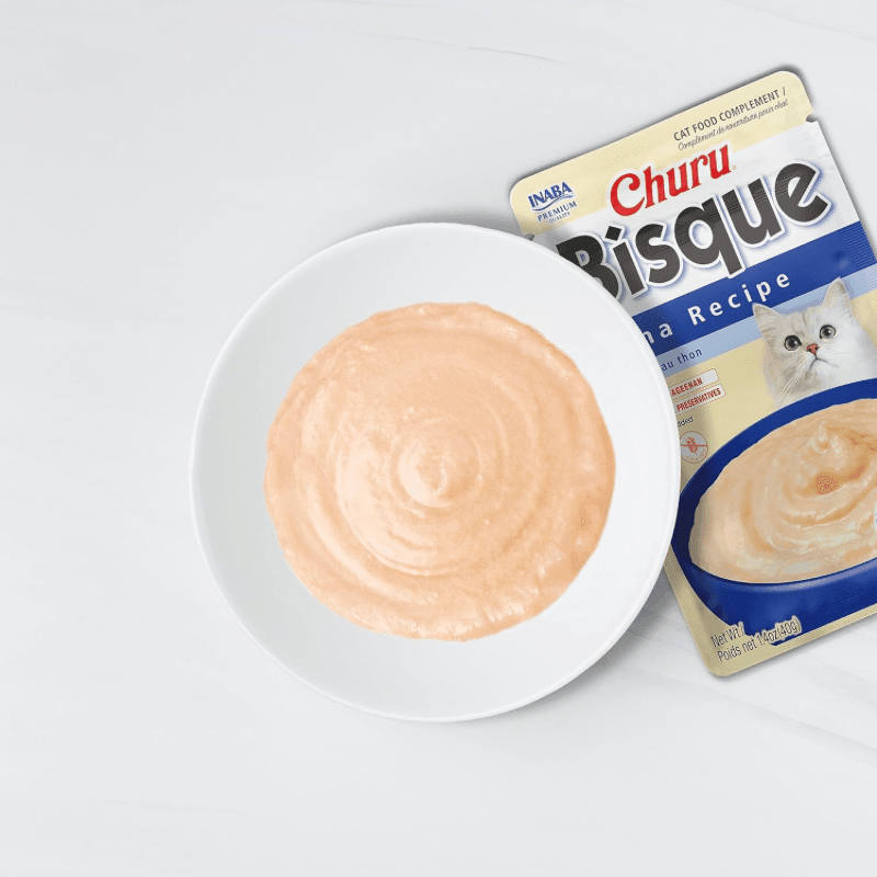 Creamy Cat Treat - CHURU BISQUE - Tuna Variety - 1.4 oz pouch, pack of 12 - J & J Pet Club - Inaba