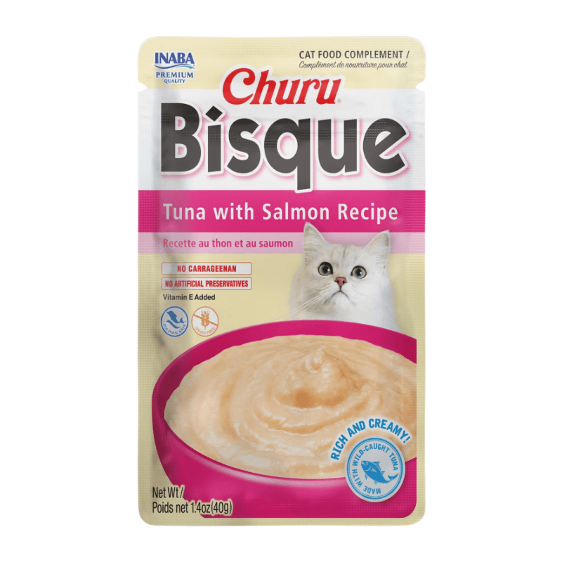 Creamy Cat Treat - CHURU BISQUE - Tuna with Salmon Recipe - 1.4 oz pouch - J & J Pet Club - Inaba