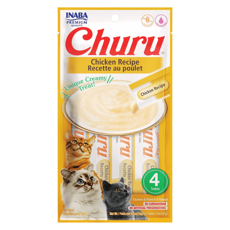 Creamy Cat Treat - CHURU - Chicken Recipe - 0.5 oz tube, 4 ct - J & J Pet Club - Inaba