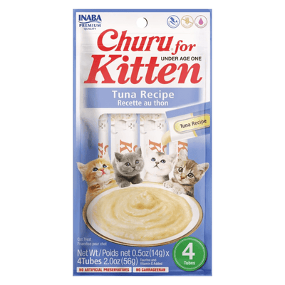 Creamy Cat Treat - CHURU FOR KITTEN - Tuna Recipe - 0.5 oz tube, 4 ct - J & J Pet Club - Inaba