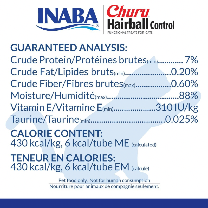Creamy Cat Treat - CHURU HAIRBALL CONTROL - Tuna Recipe - 0.5 oz tube, 4 ct - J & J Pet Club - Inaba