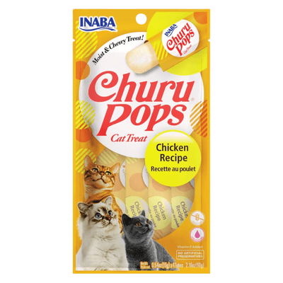 Creamy Cat Treat - CHURU POPS - Chicken Recipe - 0.5 oz tube, 4 ct - J & J Pet Club - Inaba