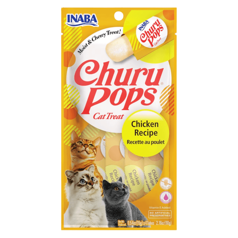 Creamy Cat Treat - CHURU POPS - Chicken Recipe - 0.5 oz tube, 4 ct - J & J Pet Club