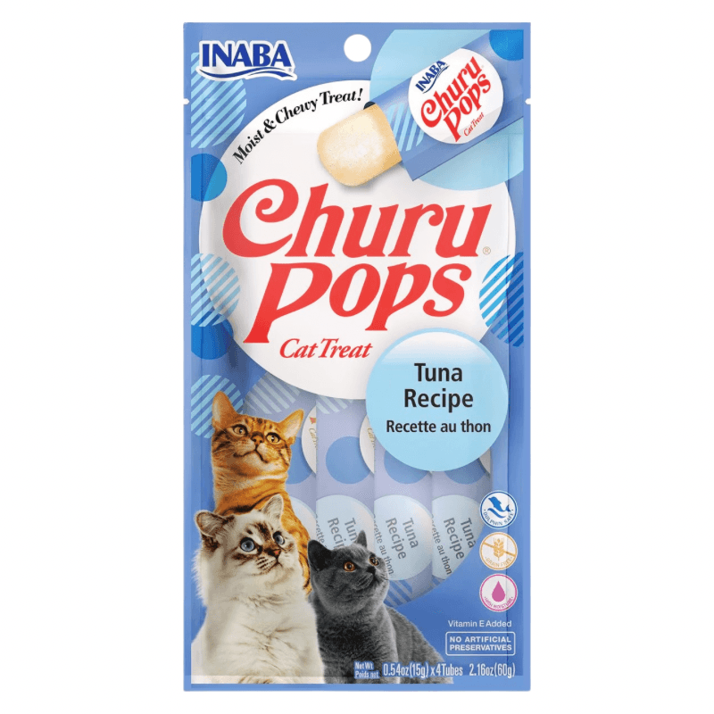 Creamy Cat Treat - CHURU POPS - Tuna Recipe - 0.5 oz tube, 4 ct - J & J Pet Club - Inaba
