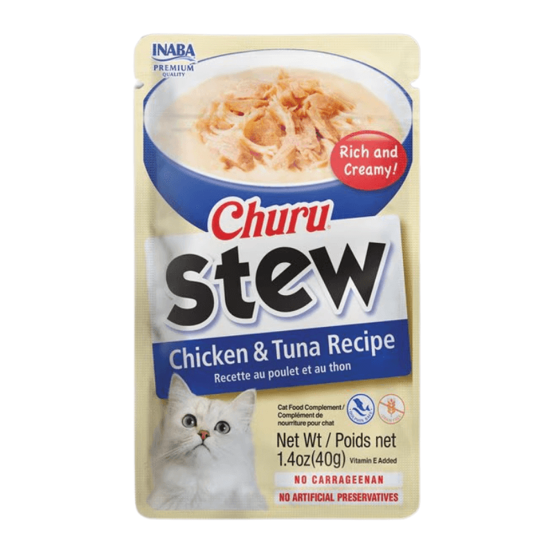Creamy Cat Treat - CHURU STEW - Chicken & Tuna Recipe - 1.4 oz pouch - J & J Pet Club - Inaba