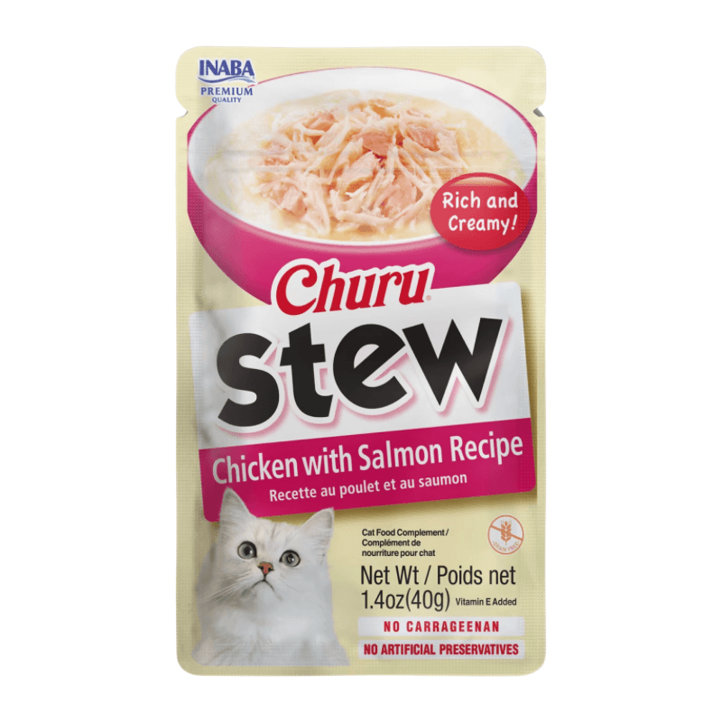 Creamy Cat Treat - CHURU STEW - Chicken with Salmon Recipe - 1.4 oz pouch - J & J Pet Club - Inaba