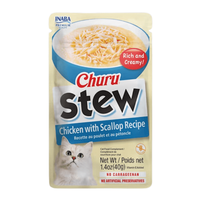 Creamy Cat Treat - CHURU STEW - Chicken with Scallop Recipe - 1.4 oz pouch - J & J Pet Club - Inaba