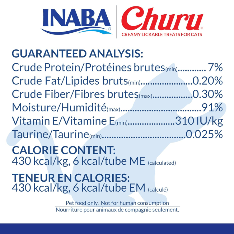 Creamy Cat Treat - CHURU - Tuna Recipe - 0.5 oz tube, 4 ct - J & J Pet Club - Inaba