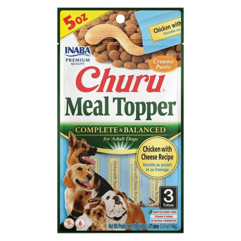 Creamy Dog Treat - CHURU - Meal Topper - Chicken with Cheese Recipe - 1.69 oz tube, 3 ct - J & J Pet Club - Inaba