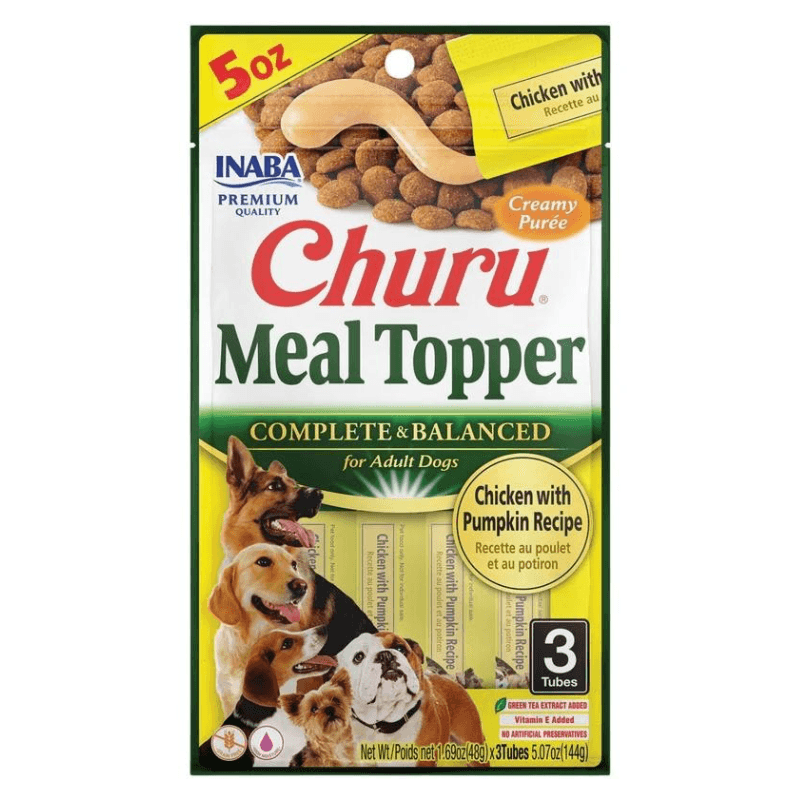 Creamy Dog Treat - CHURU - Meal Topper - Chicken with Pumpkin Recipe - 1.69 oz tube, 3 ct - J & J Pet Club - Inaba