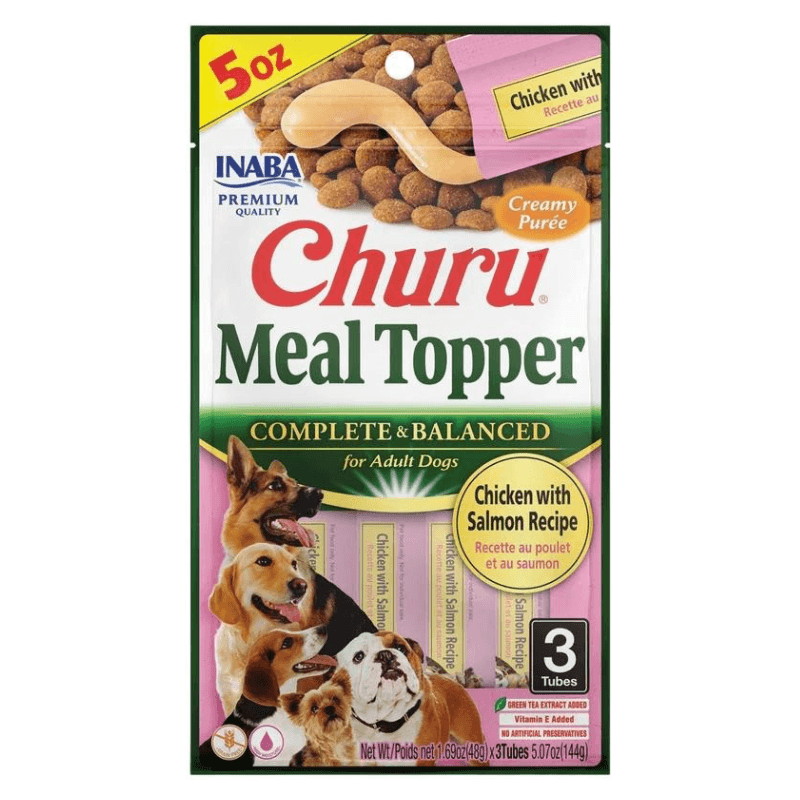 *(Please Use By 2027-01-07)* Creamy Dog Treat - CHURU - Meal Topper - Chicken with Salmon Recipe - 1.69 oz tube, 3 ct
