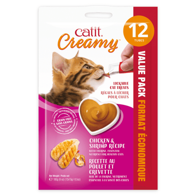 Creamy Lickable Cat Treat - Chicken & Shrimp - J & J Pet Club - Catit