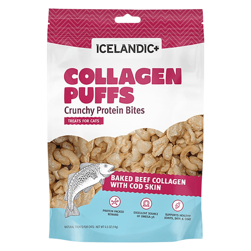 Crunchy Cat Treat - Collagen puffs - Baked Beef Collagen with Cod Skin - 0.5 oz - J & J Pet Club - Icelandic+