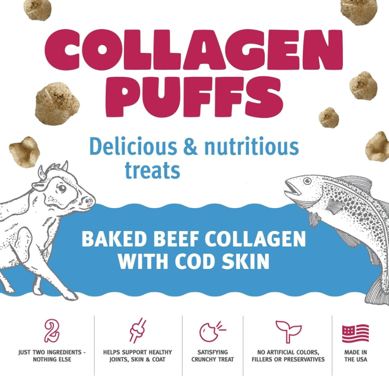 Crunchy Cat Treat - Collagen puffs - Baked Beef Collagen with Cod Skin - 0.5 oz - J & J Pet Club - Icelandic+