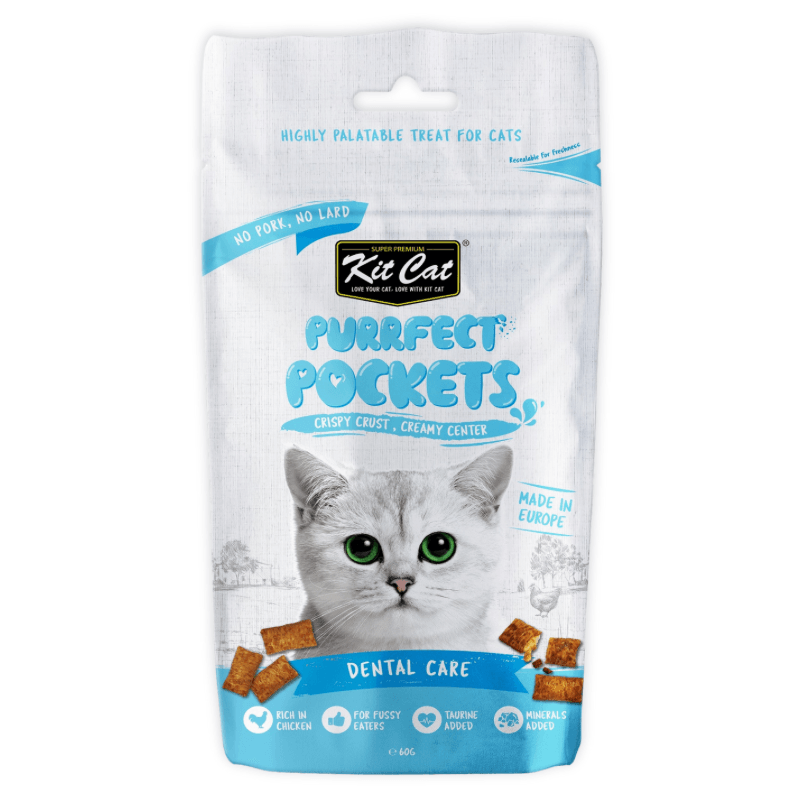 Crunchy Cat Treat - PURRFECT POCKET - Dental Care - 60 g - J & J Pet Club - Kit Cat
