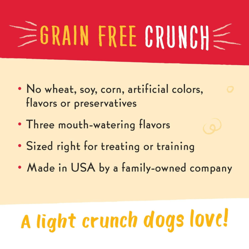 Crunchy Dog Treat - GRAIN FREE CRUNCH - Chicken, Pumpkin & Apple Flavor - 8 oz - J & J Pet Club - Charlee Bear
