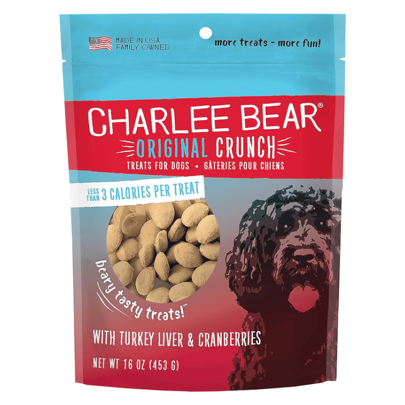 Crunchy Dog Treat - ORIGINAL CRUNCH - with Turkey Liver & Cranberries - 16 oz - J & J Pet Club - Charlee Bear
