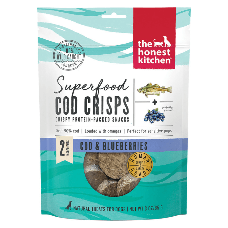 Crunchy Dog Treat - SUPERFOOD COD CRISPS - Cod & Blueberries - 3 oz - J & J Pet Club - The Honest Kitchen