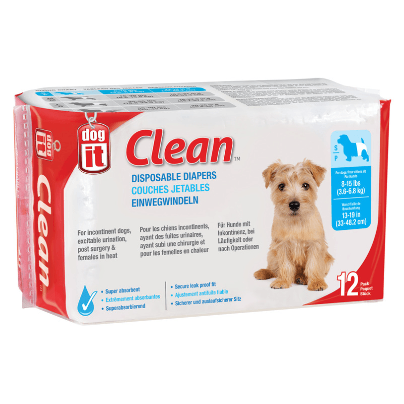 Disposable Dog Diapers, Small (for Dogs 8-15 lbs), pack of 12 - J & J Pet Club - Dogit