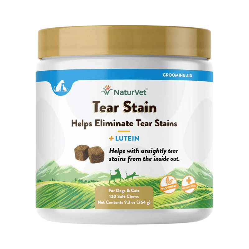 Dog & Cat Supplement - GROOMING AID - Tear Stain - Helps Eliminate Tear Stains + Lutein Soft - 120 soft chews - J & J Pet Club - Naturvet
