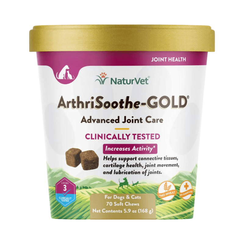 Dog & Cat Supplement - JOINT HEALTH, ArthriSoothe-GOLD, Level 3 Advanced - Clinically Tested - 70 soft chews - J & J Pet Club - Naturvet